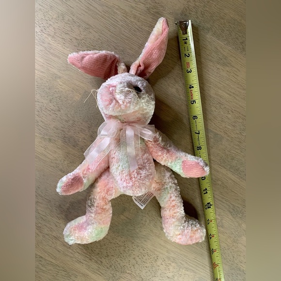 Fiesta Cuddle Plush Tie-Dyed Rabbit Pink Green Yellow Bunny Ear Tip to‎ Toe 11" - Picture 2 of 6